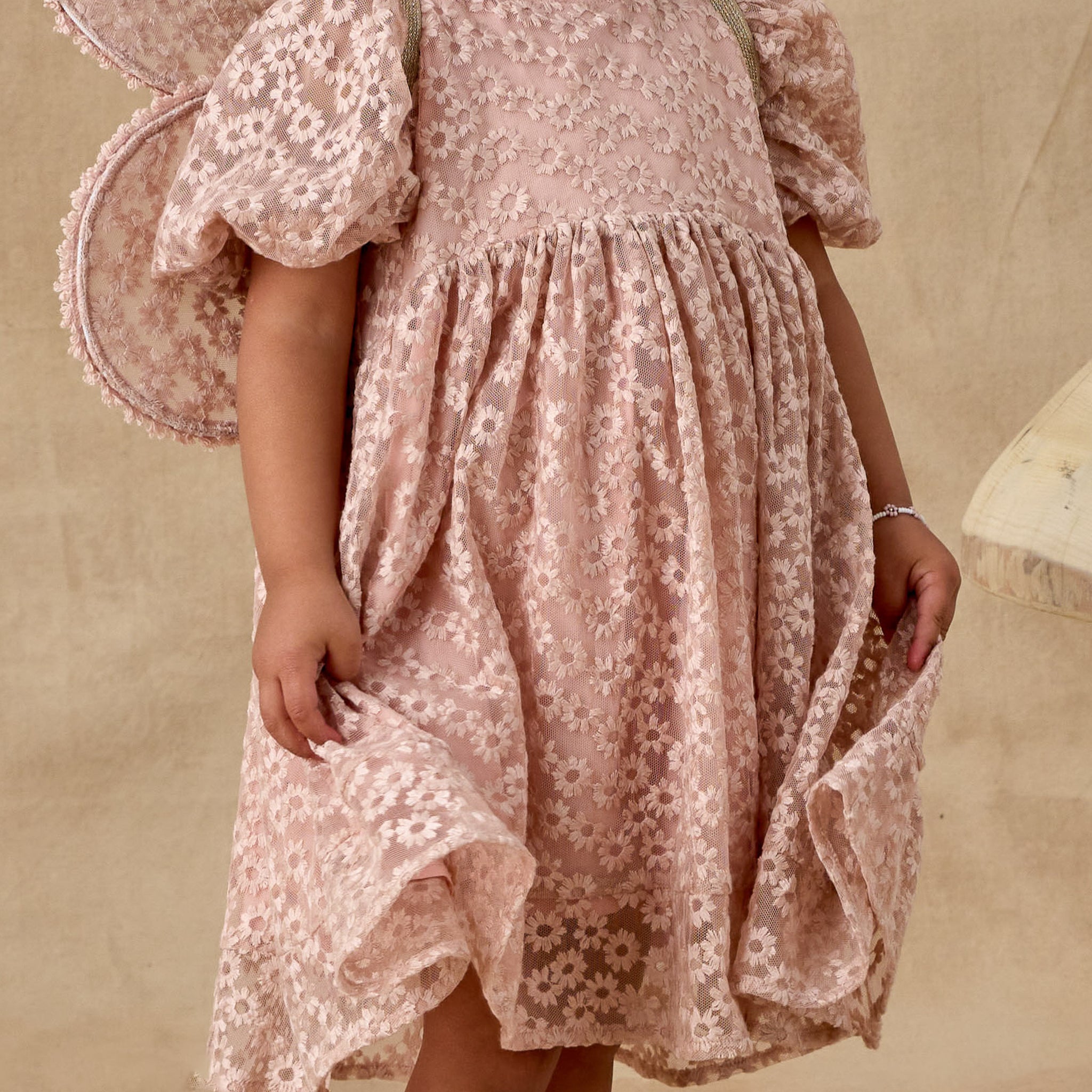 Luna Dress (Rose Embroidered Daisy)