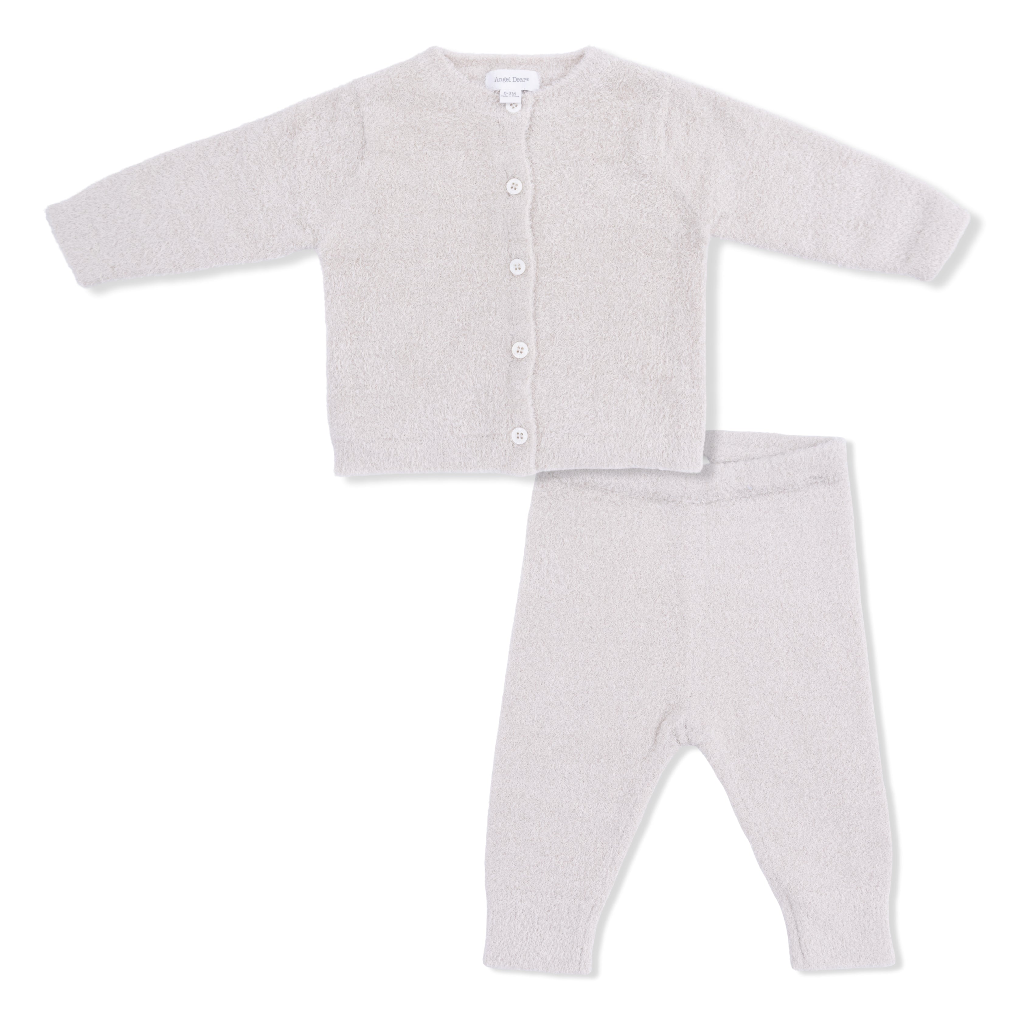 Chenille Button Down Cardigan Set (Natural)