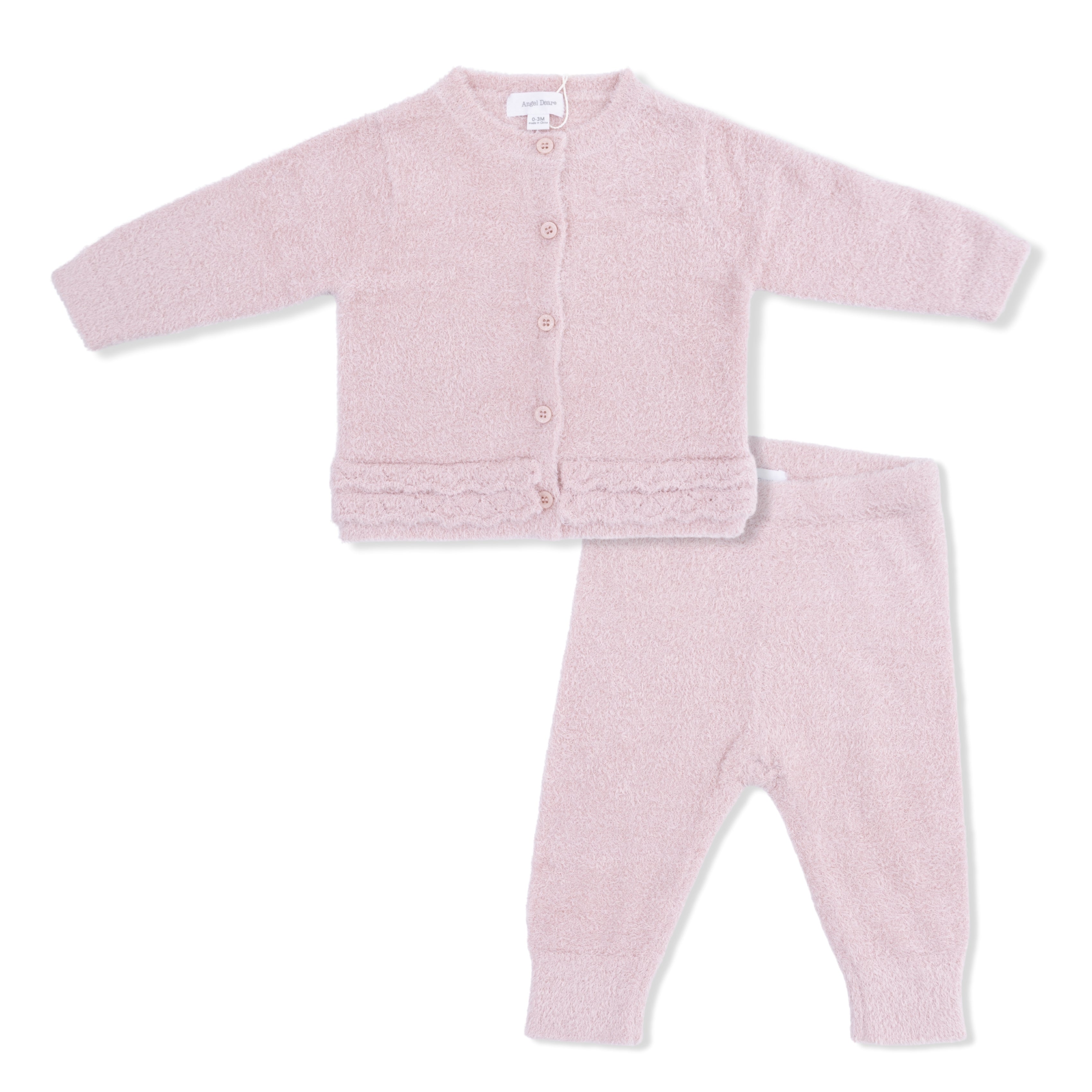 Chenille Button Down Cardigan Set (Blush)