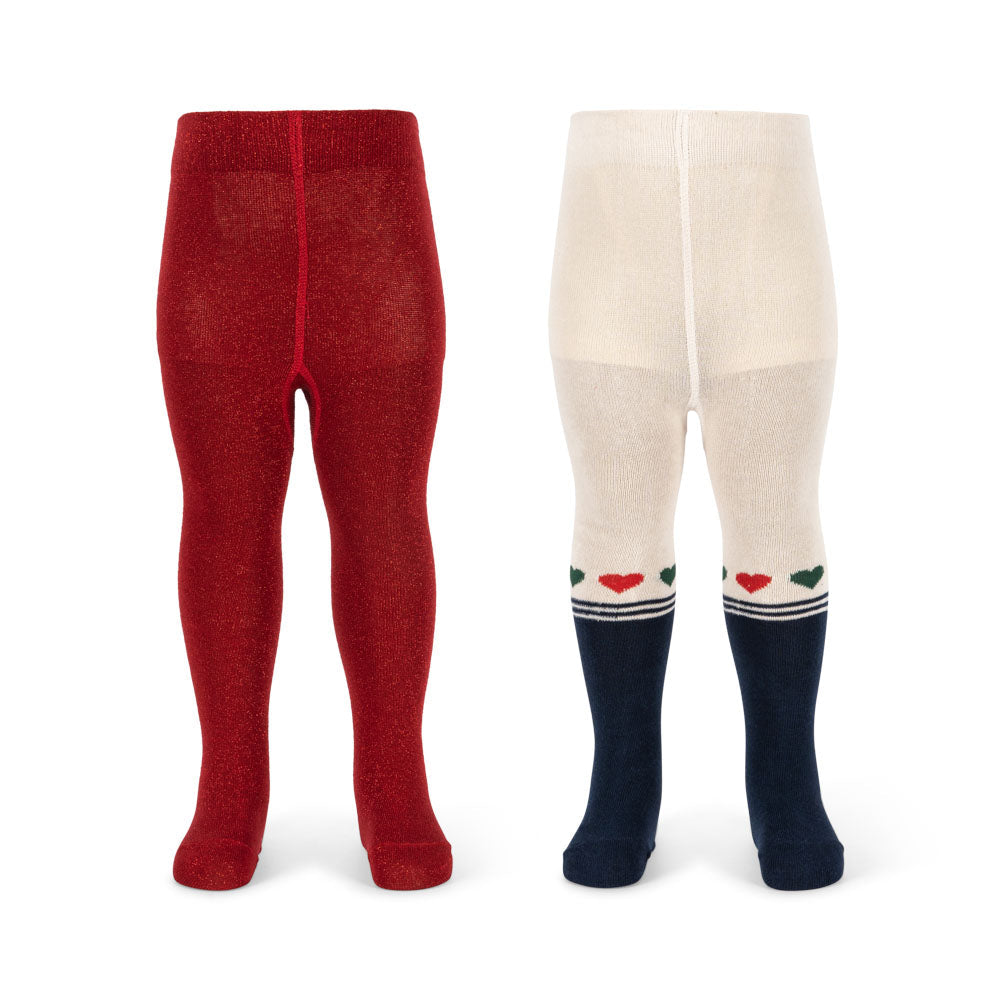 2 Pack Lurex Tights (Heart Mix)