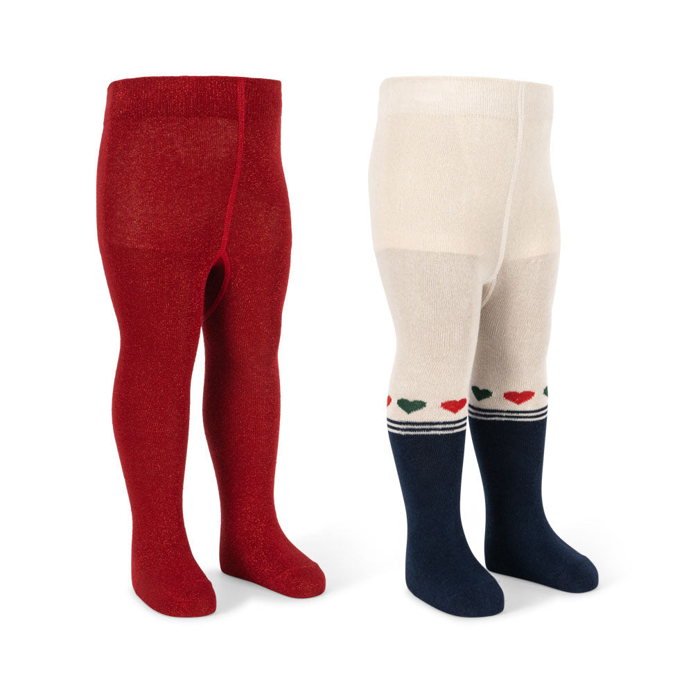 2 Pack Lurex Tights (Heart Mix)