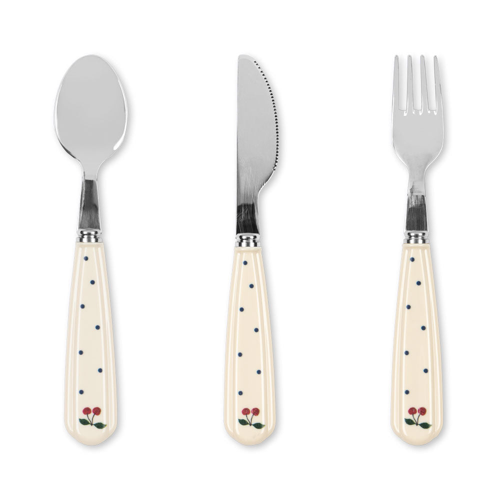 Cherry Cutlery Set (Navy Dot)