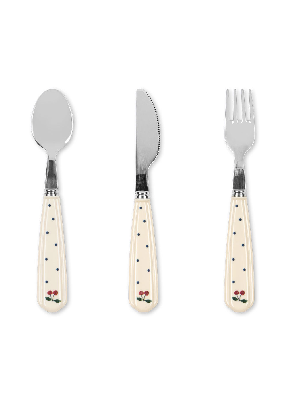 Cherry Cutlery Set (Navy Dot)