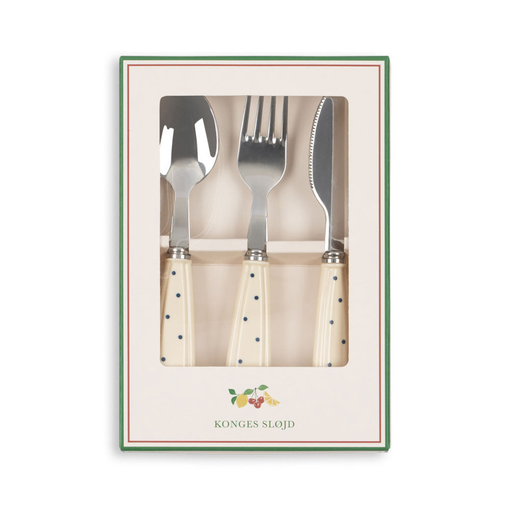 Cherry Cutlery Set (Navy Dot)