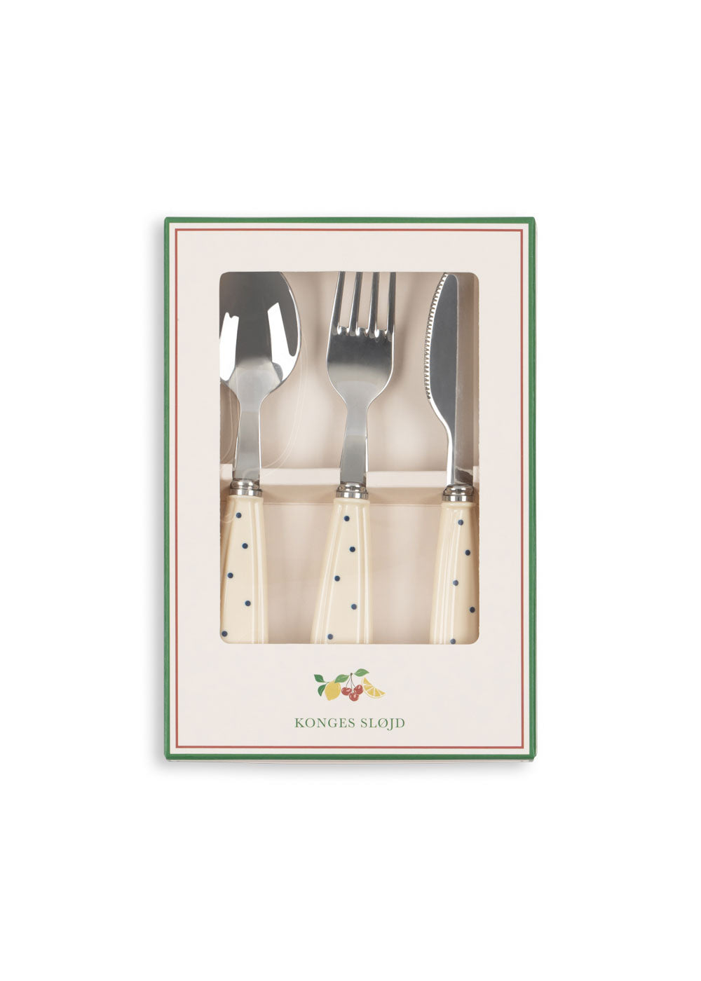 Cherry Cutlery Set (Navy Dot)