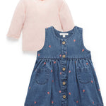Embroidered Pinnie & Top Set (Toadstool Broderie)