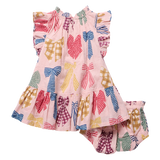 Baby Girls Harper Dress Set (Patterned Bows)