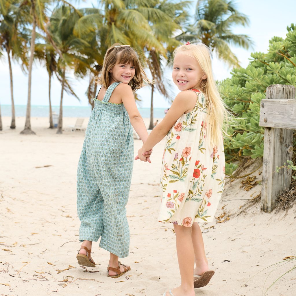 Girls Eleven Jumper (Blue Prairie Block Print)
