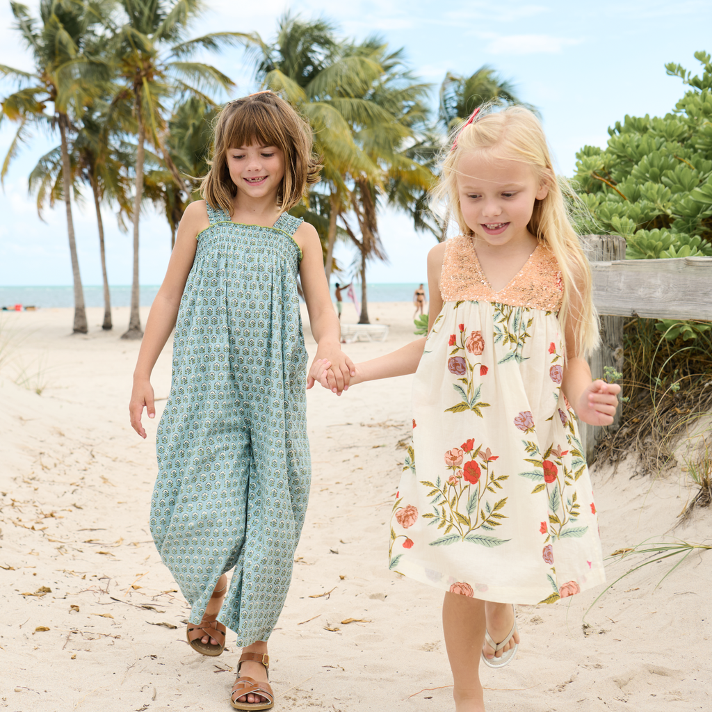 Girls Eleven Jumper (Blue Prairie Block Print)
