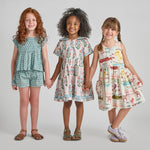 Girls Elowen Dress (Pink Dewdrop Block Print)