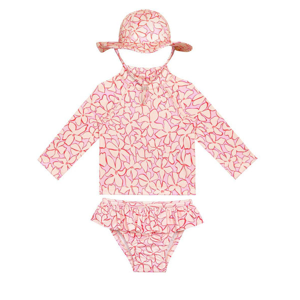 3 Piece Girls Swim Set (Lilac Blossom)