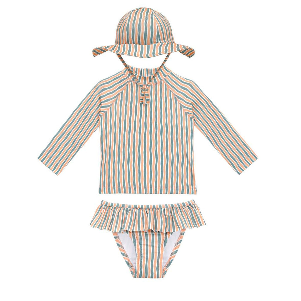 3-Piece Girls Swim Set (Orange Oasis)