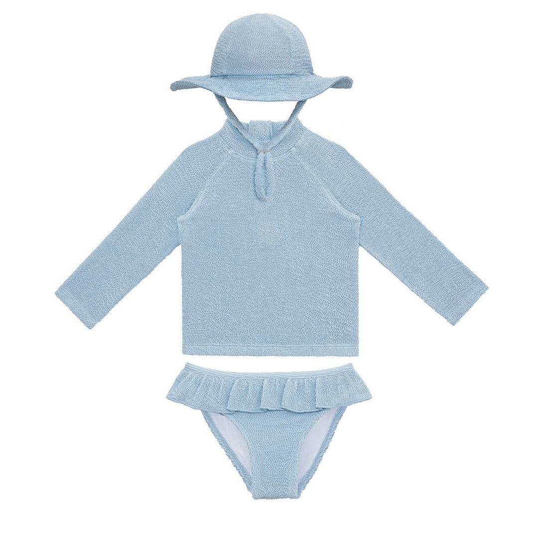 Crinkle 3- Piece Girls Swim Set (Pure Blue)
