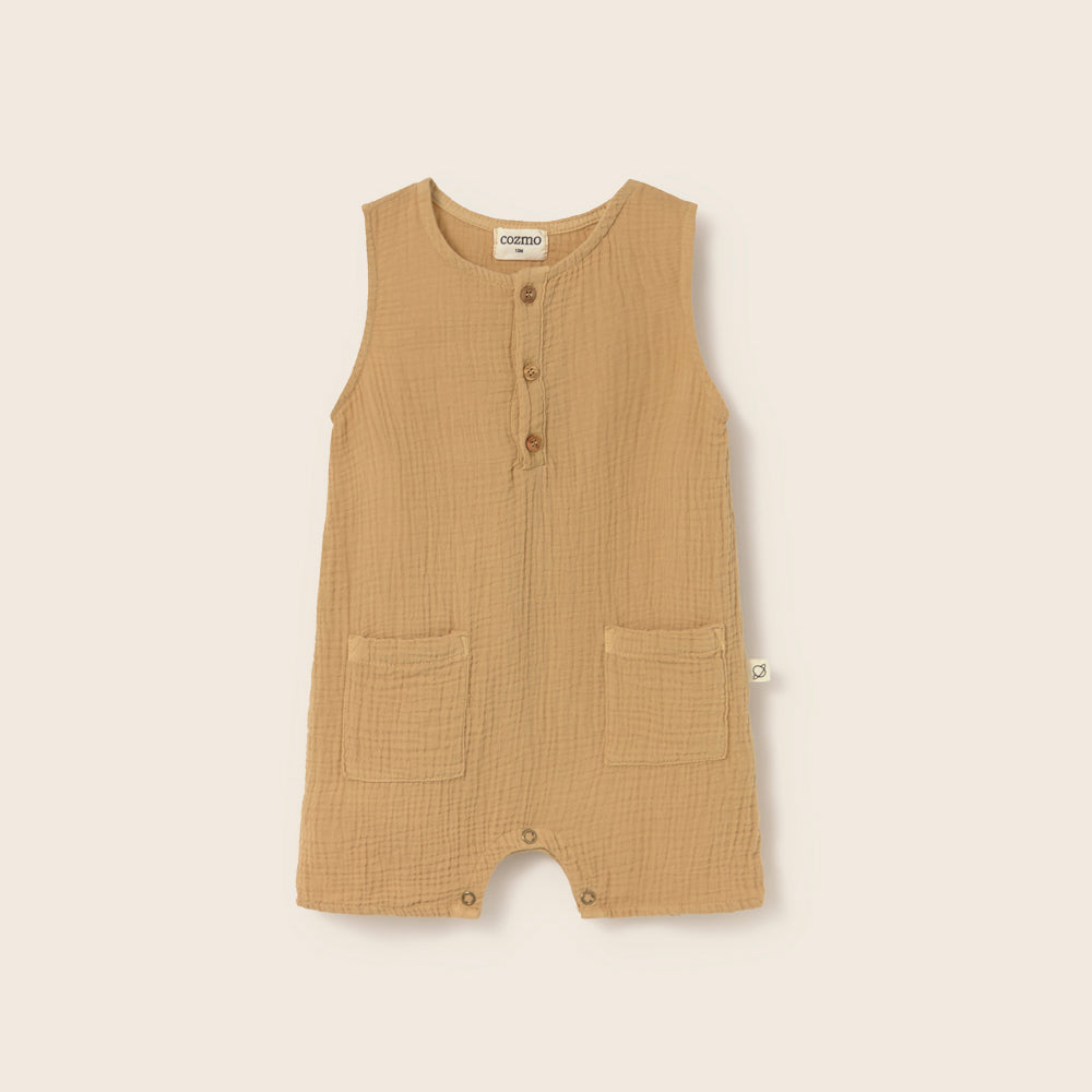 Soft Gauze Cotton Jumpsuit (Sand)