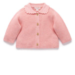 Crochet Collar Cardigan (Blush Melange)