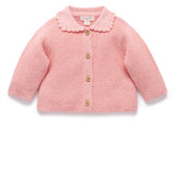 Crochet Collar Cardigan (Blush Melange)