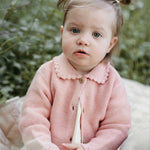 Crochet Collar Cardigan (Blush Melange)