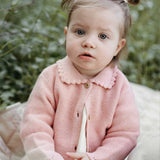 Crochet Collar Cardigan (Blush Melange)