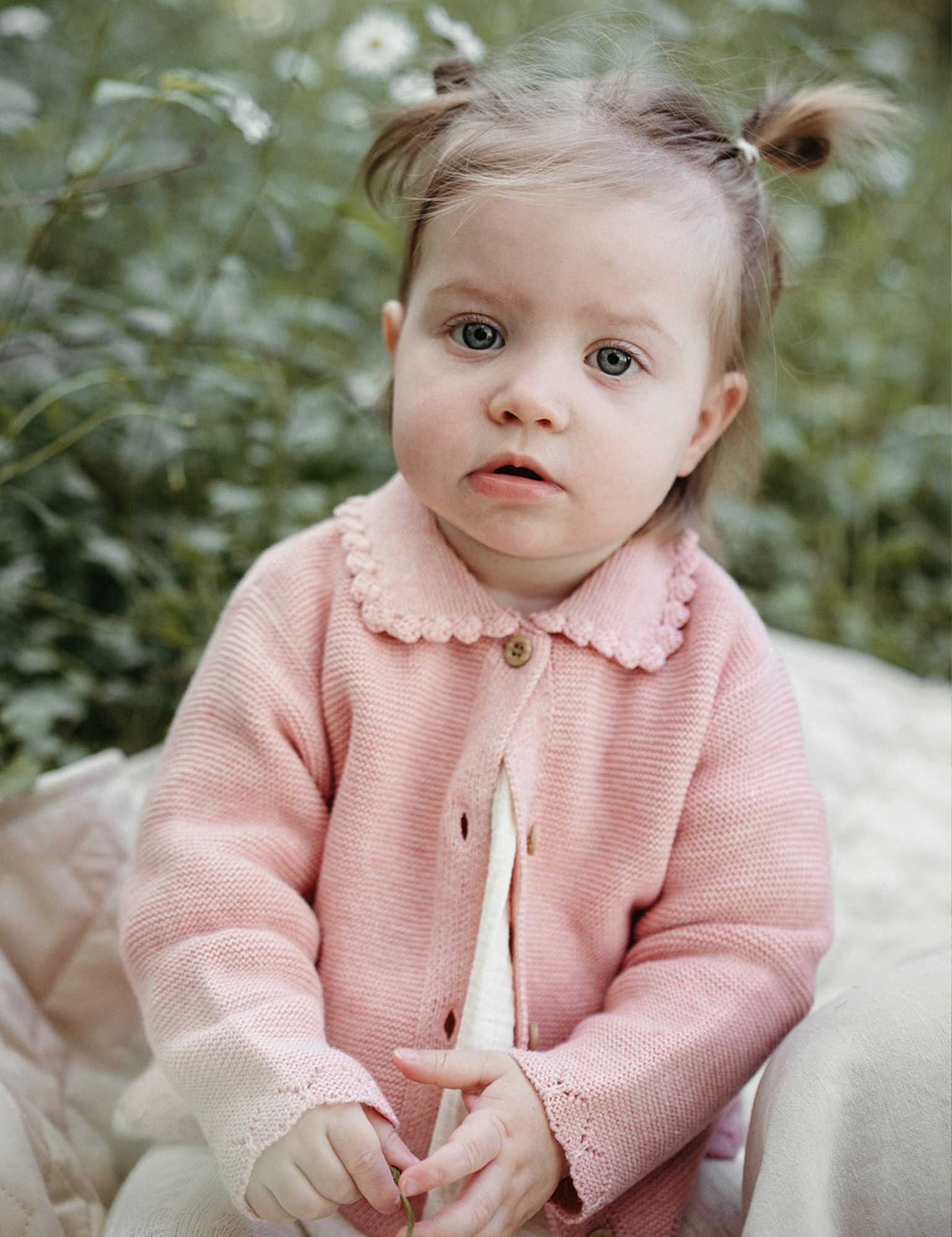 Crochet Collar Cardigan (Blush Melange)