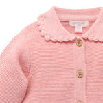 Crochet Collar Cardigan (Blush Melange)