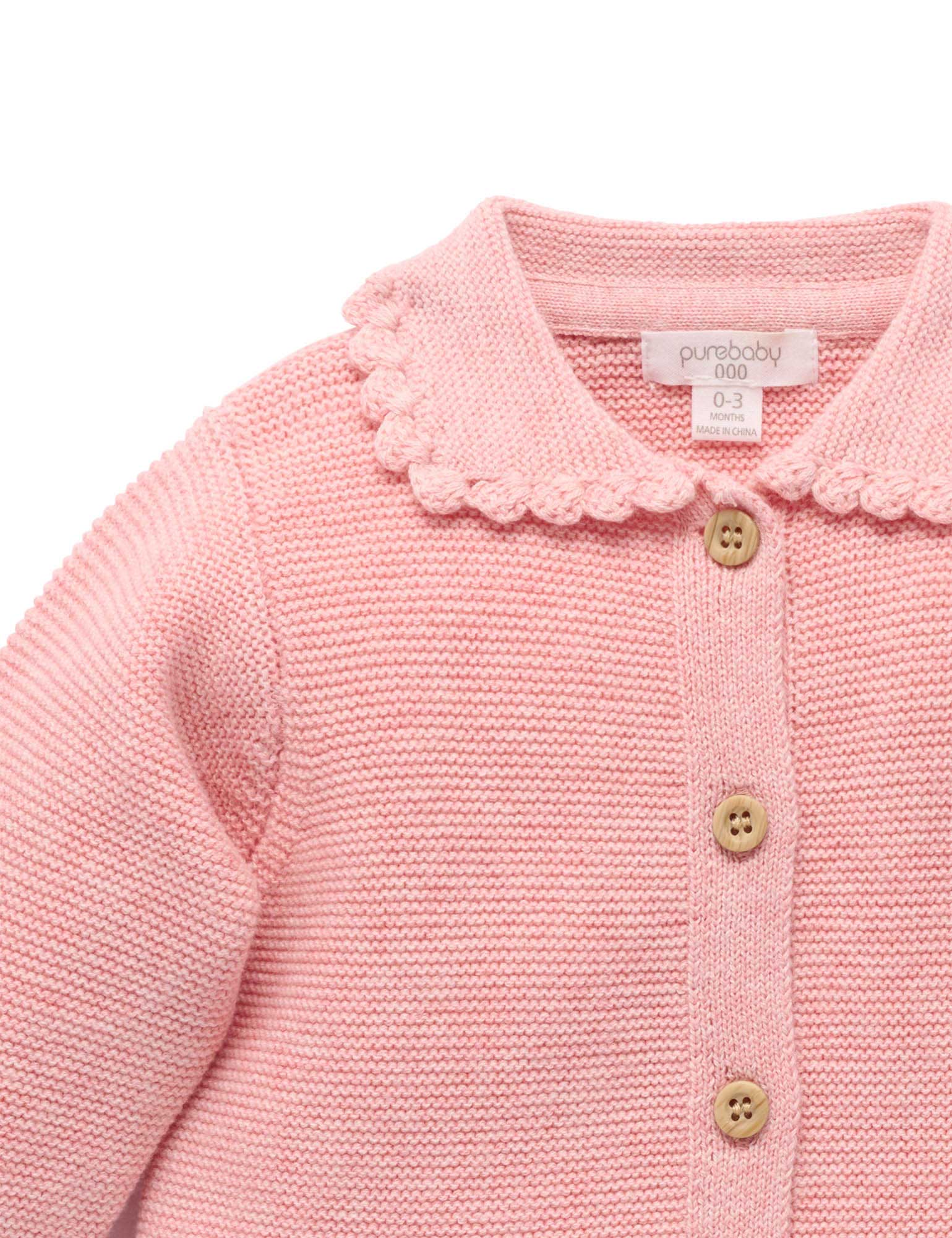 Crochet Collar Cardigan (Blush Melange)