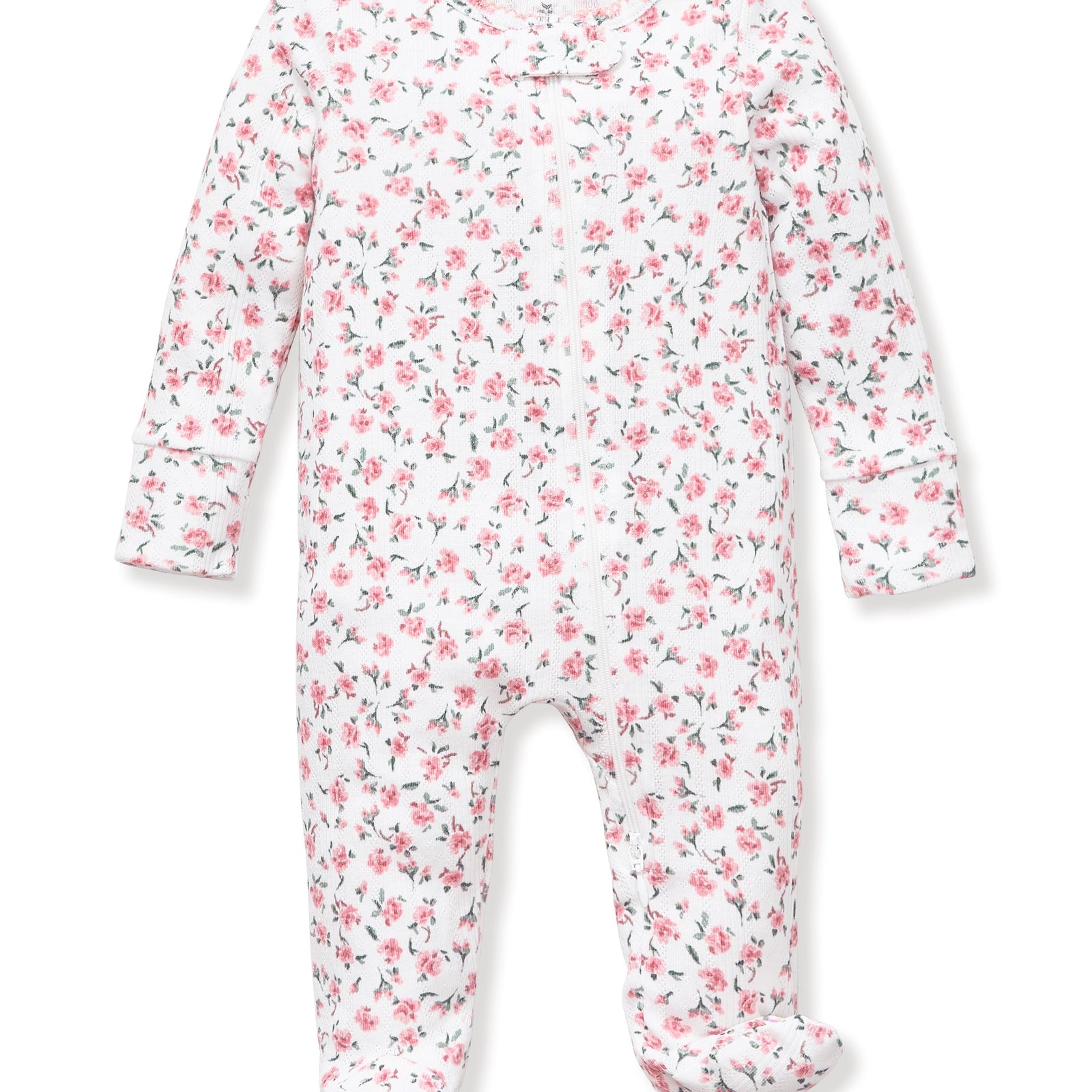Infant Pointelle Footie Romper (Pink Floral)