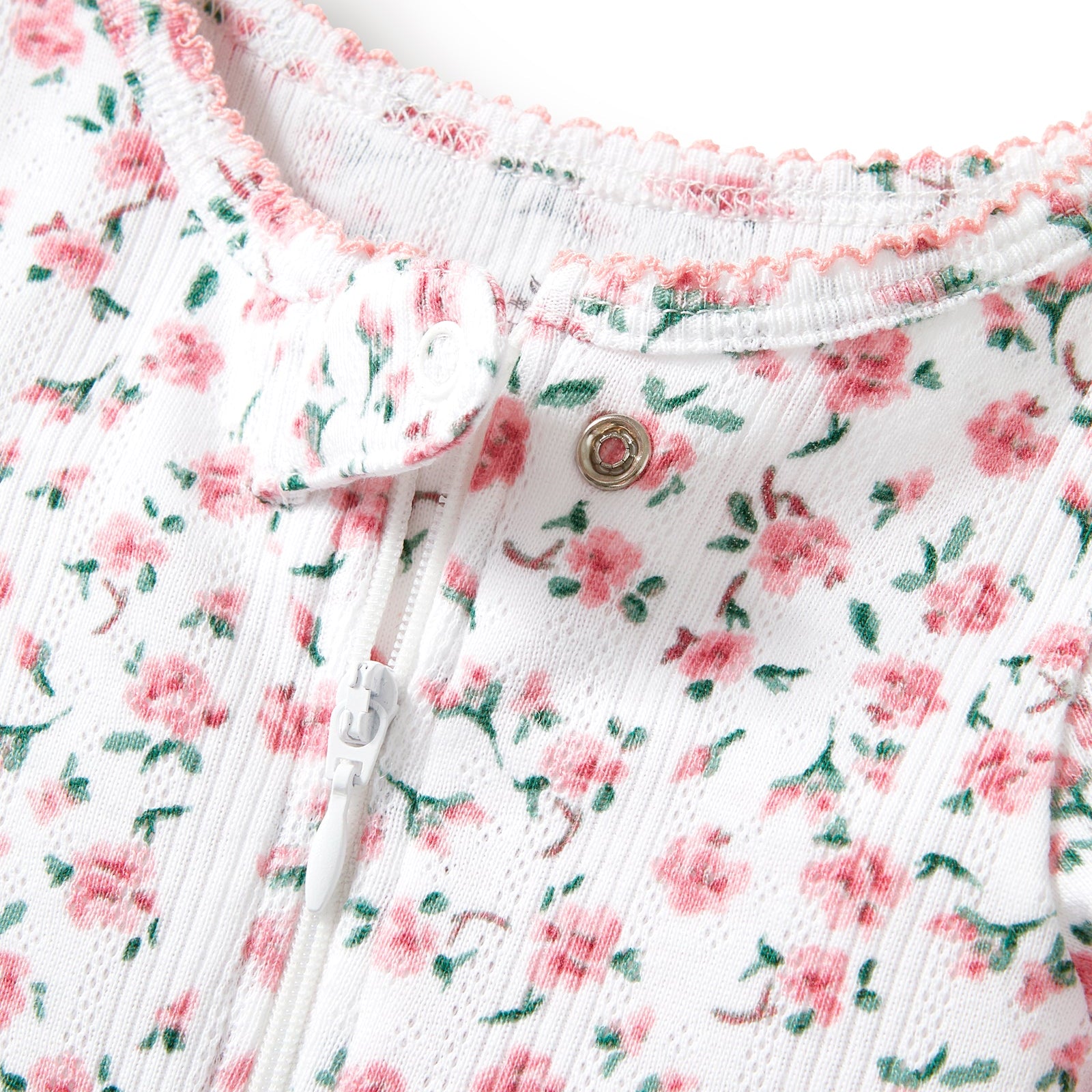 Infant Pointelle Footie Romper (Pink Floral)