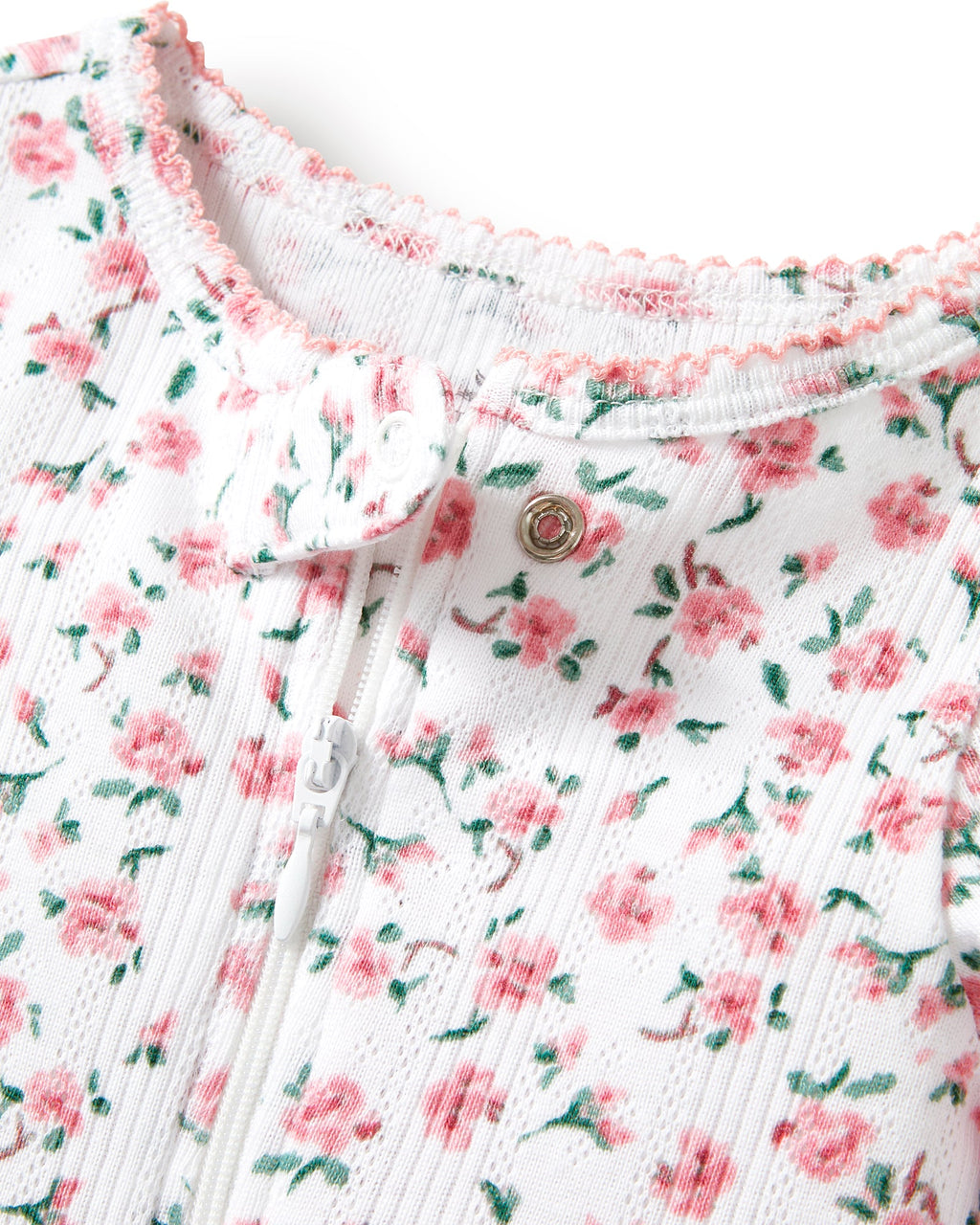 Infant Pointelle Footie Romper (Pink Floral)