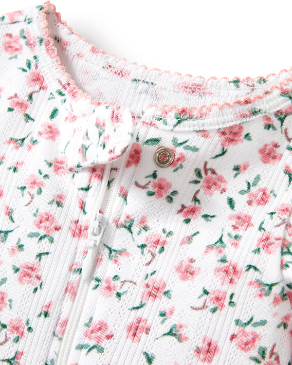 Infant Pointelle Footie Romper (Pink Floral)
