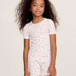 Children's Pointelle Pajama Short Set (Pink Floral)