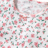 Children's Pointelle Pajama Short Set (Pink Floral)