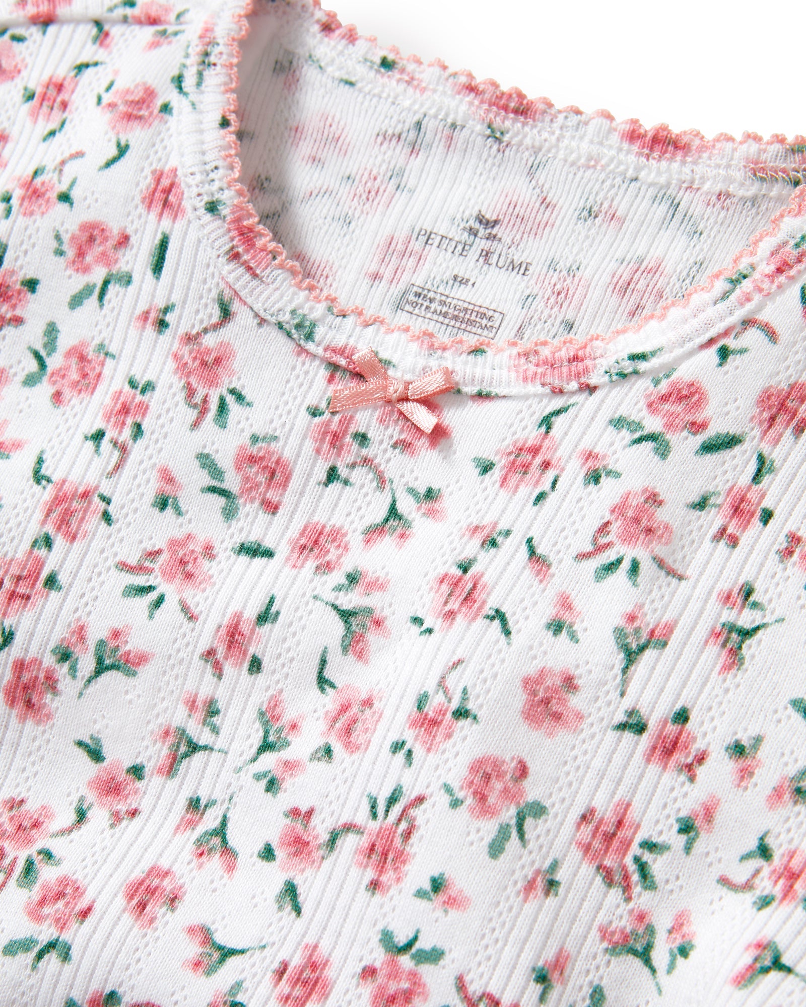 Children's Pointelle Pajama Short Set (Pink Floral)