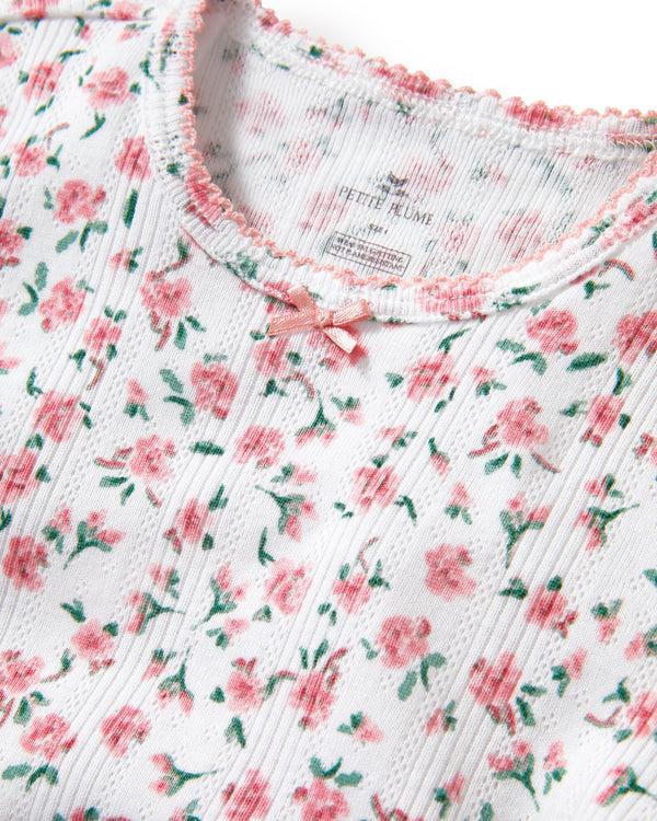 Children's Pointelle Pajama Short Set (Pink Floral)