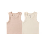 Ribbed Tank Set (Shell, Heathered Blush)