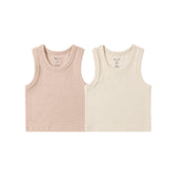 Ribbed Tank Set (Shell, Heathered Blush)