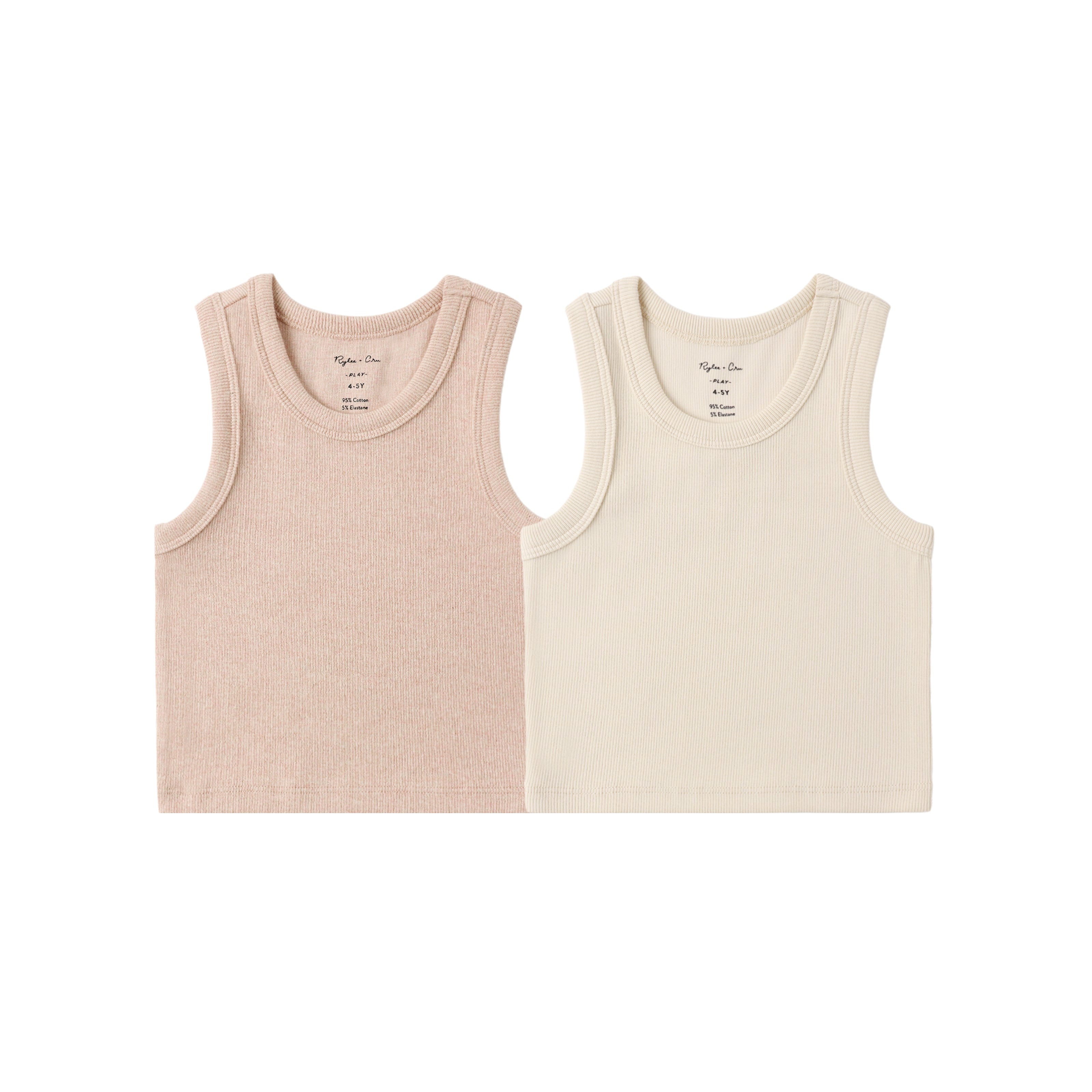 Ribbed Tank Set (Shell, Heathered Blush)