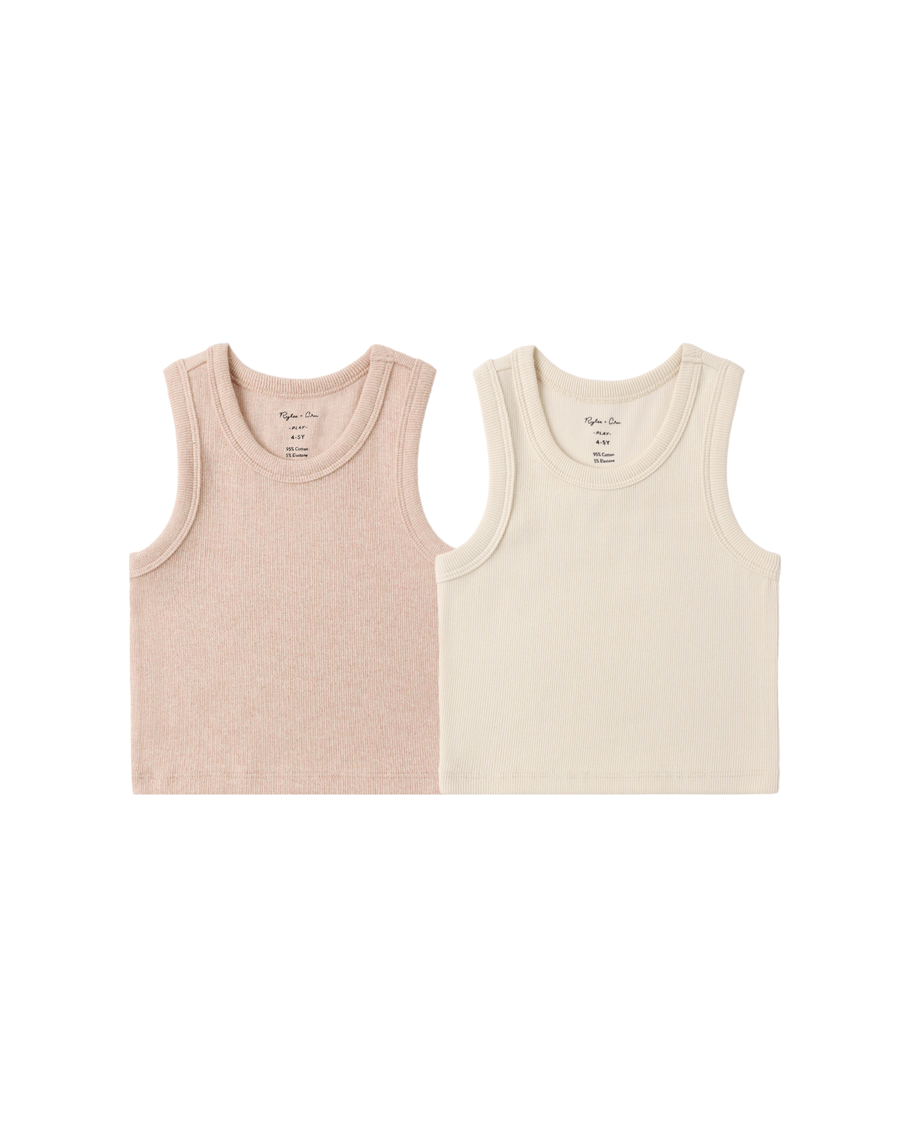 Ribbed Tank Set (Shell, Heathered Blush)