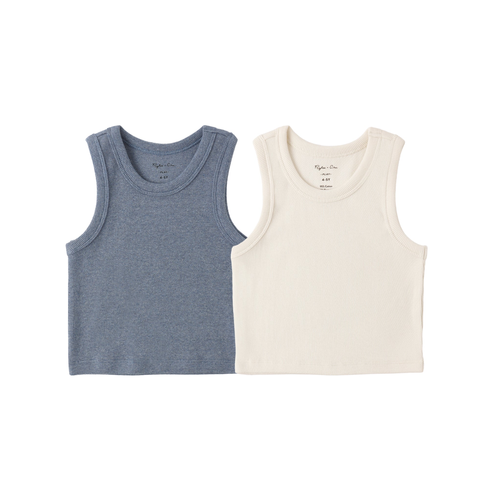 Ribbed Tank Set (Natural, Heathered Marine)