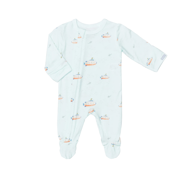Zipper Footie (Submarine on Spa Blue)