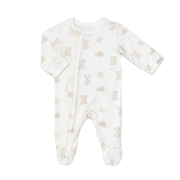 Zipper Footie (Teddies on Cream)
