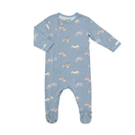 Zipper Footie (Cars on Steel Blue)