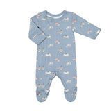 Zipper Footie (Cars on Steel Blue)