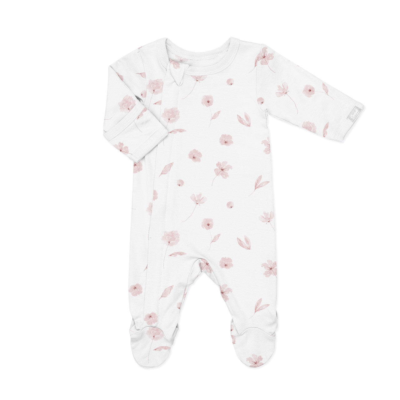 Zipper Footie (Flowers on Cream)