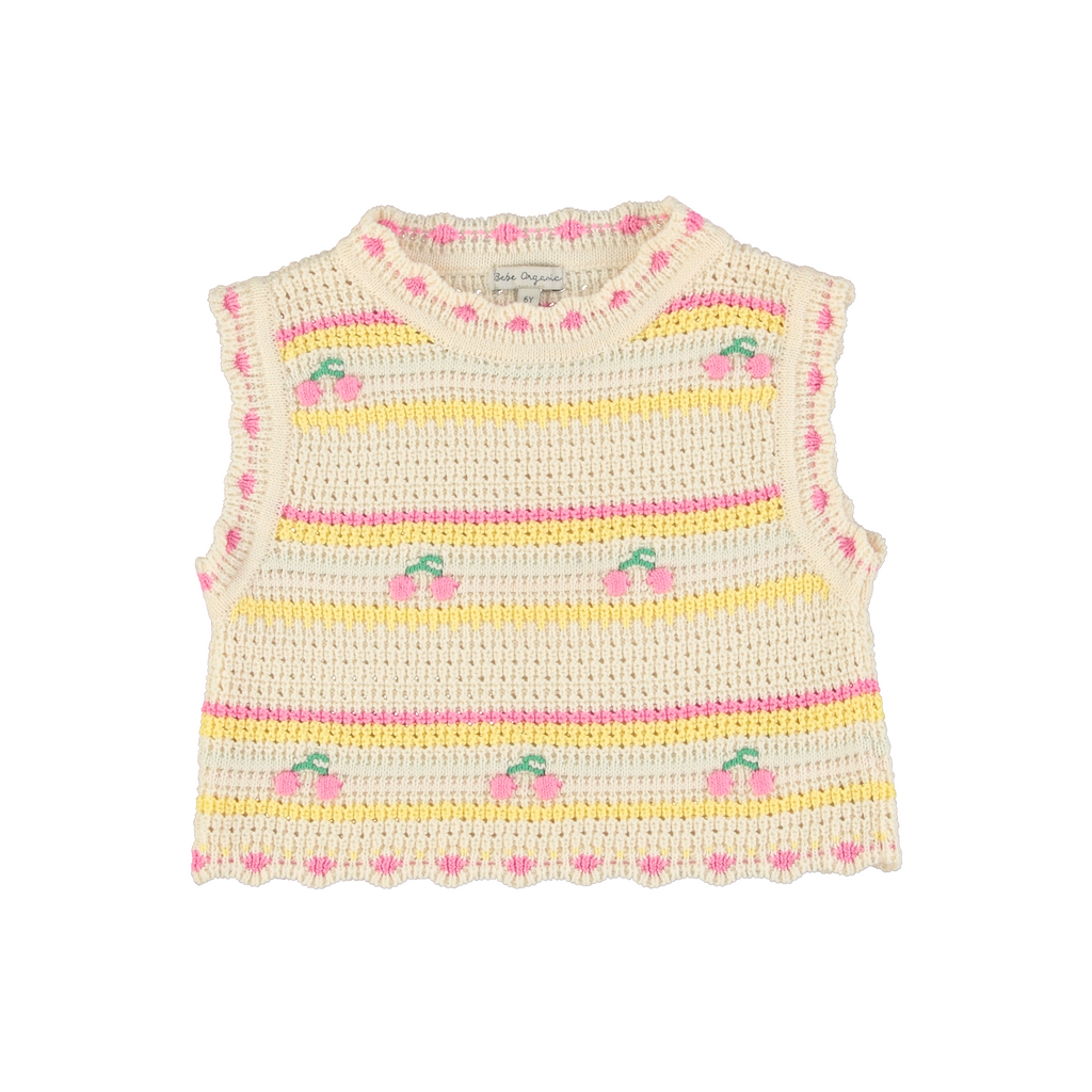 Paloma Vest (Cherry Stripe)