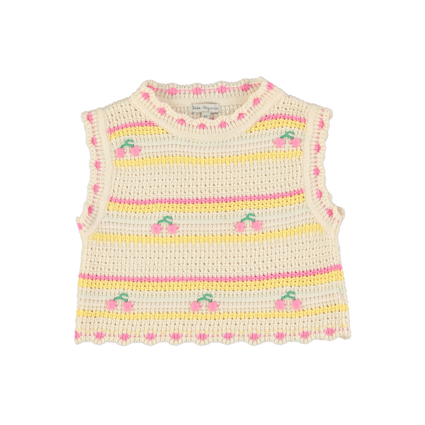 Paloma Vest (Cherry Stripe)