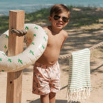 Cactus Print on Coral Swim Trunks