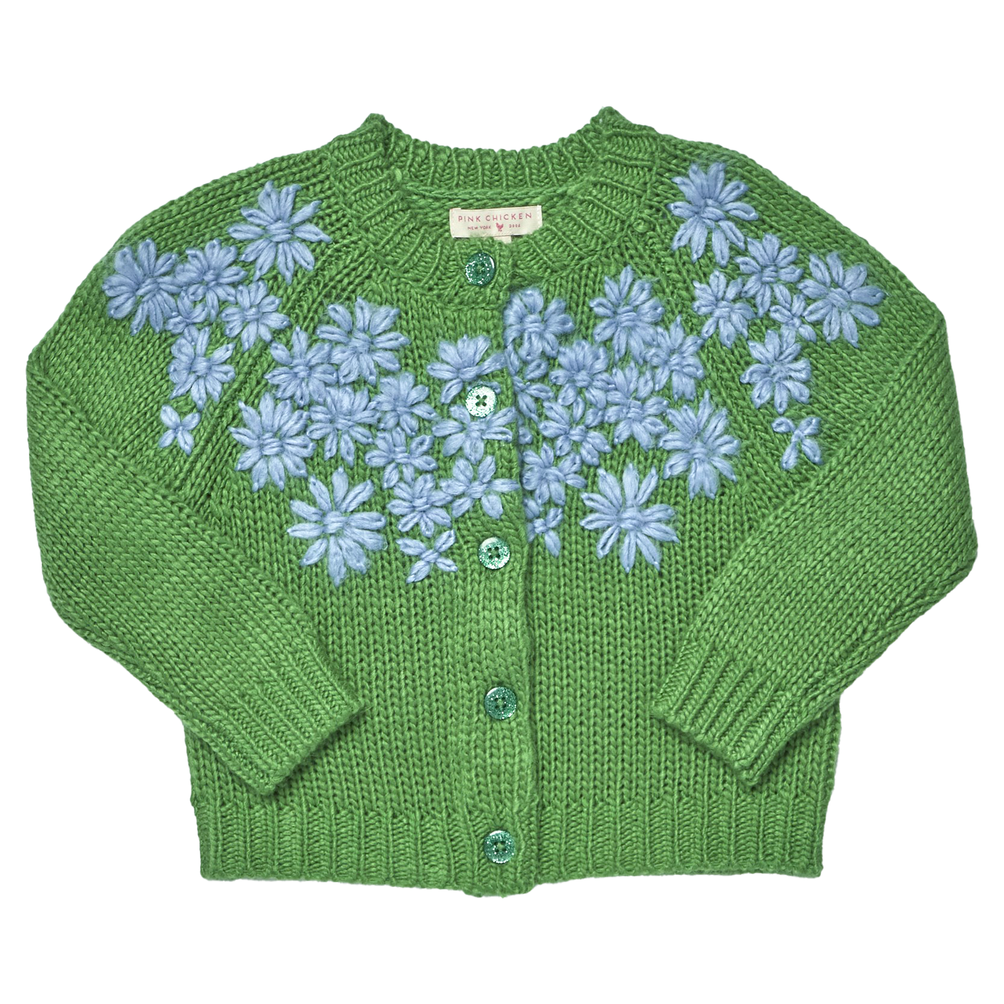 Girls Blossom Sweater (Blue Flower Embroidery)