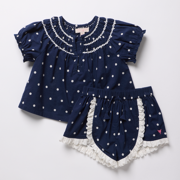 Girls Millie 2-Pc Set (Navy Dot)