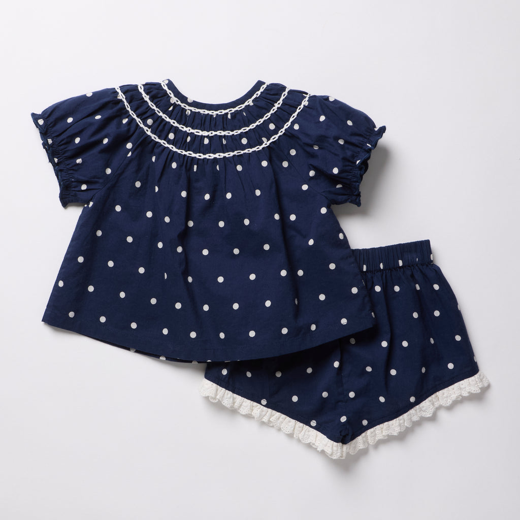 Girls Millie 2-Pc Set (Navy Dot)