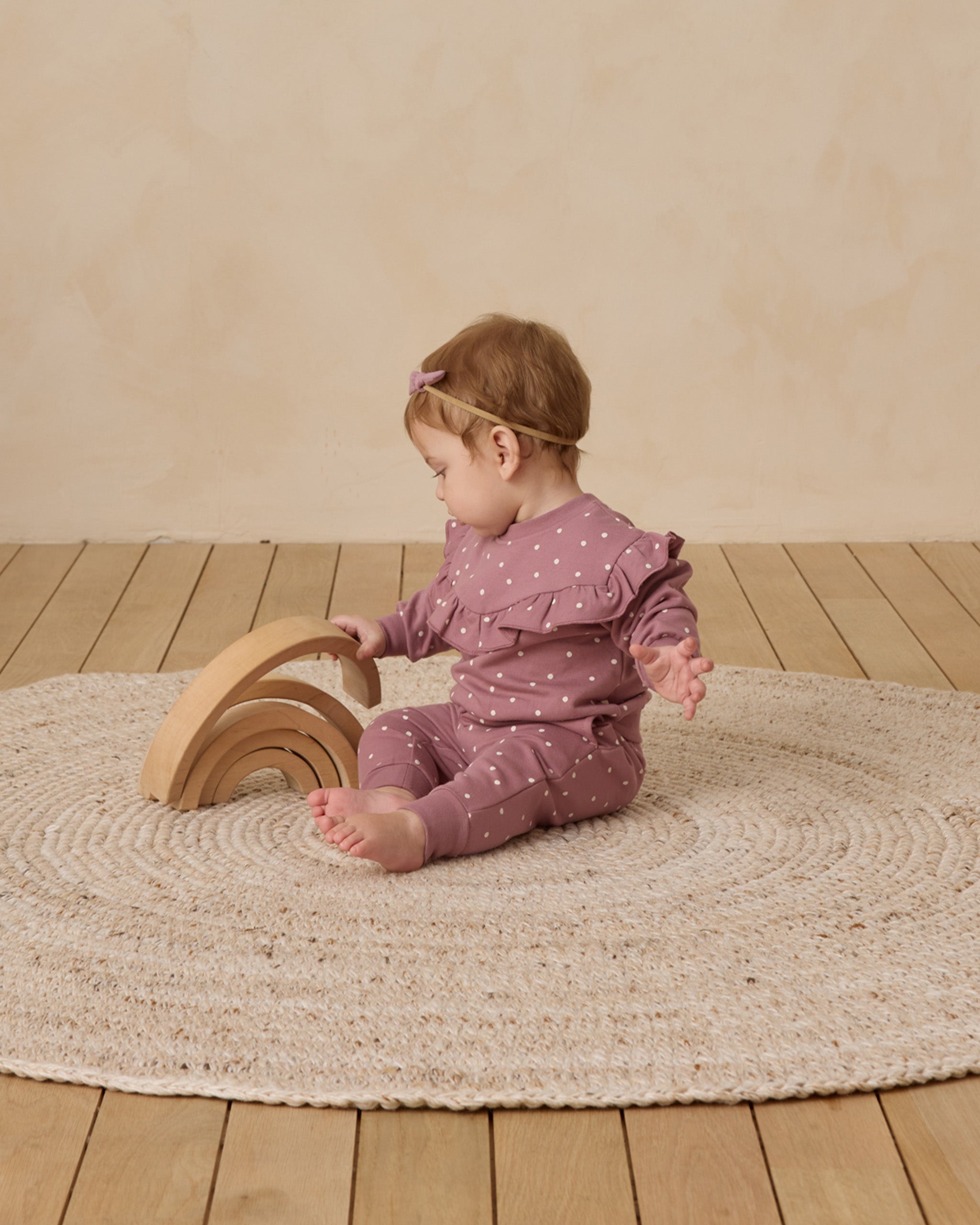 Ruffle Fleece Sweatshirt (Polka Dot)